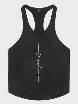 Мужские майки Manfinity Homme с открытыми плечами и буквенным узором, черный цвет