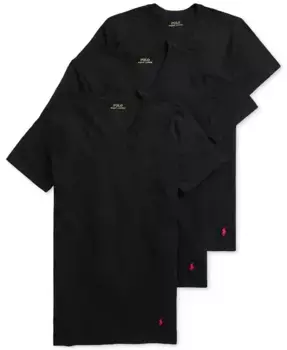 Мужские майки с V-образным вырезом Slim Fit, 3 шт Polo Ralph Lauren, черный
