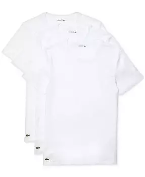 Мужские майки стандартного кроя с круглым вырезом, 3 шт Lacoste, белый