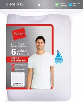 Мужские майки Ultimate 6pk. Crewneck Hanes, белый