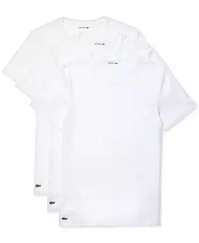 Мужские майки узкого кроя с круглым вырезом, 3 шт Lacoste, белый