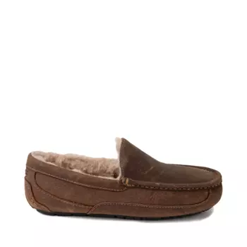 Мужские матовые кожаные тапочки UGG Ascot, цвет Tan