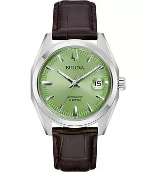 Мужские механические автоматические часы Bulova Surveyor с коричневым кожаным ремешком, коричневый