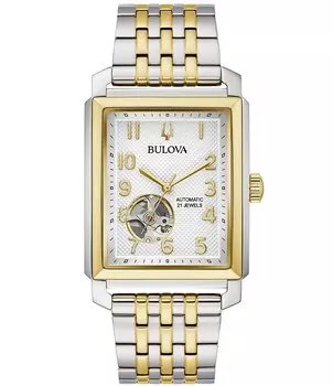 Мужские механические часы Bulova из коллекции Sutton с двухцветным ремешком, мультиколор