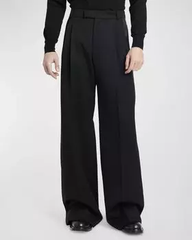 Мужские мешковатые шерстяные брюки с двумя складками Alexander McQueen, цвет Black
