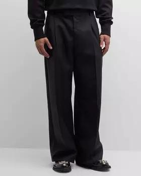 Мужские мешковатые строгие шерстяные классические брюки Alexander McQueen, цвет Black