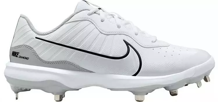Мужские металлические бейсбольные бутсы Nike Alpha Huarache Varsity 4, белый/серый