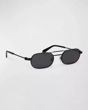 Мужские металлические овальные солнцезащитные очки Vaiden Off-White, цвет 1007 Black Dark Grey