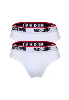 Мужские микро-трусы, 2 шт., смесовый хлопок, однотонные MOSCHINO
