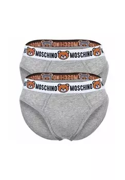 Мужские микро-трусы, набор из 2 шт., Underbear, трусы, смесь хлопка, однотонные MOSCHINO, серый