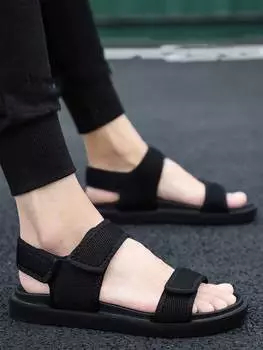 Мужские минималистичные босоножки с ремешками, черный