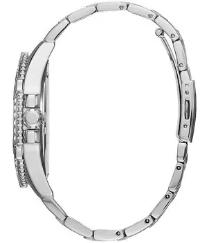 Мужские многофункциональные часы Guess, украшенные кристаллами, серебро