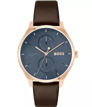 Мужские многофункциональные часы Hugo Boss Tyler с коричневым кожаным ремешком, коричневый