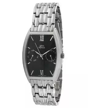 Мужские многофункциональные часы Tonneau из нержавеющей стали с календарем и браслетом Gino Franco, серебро