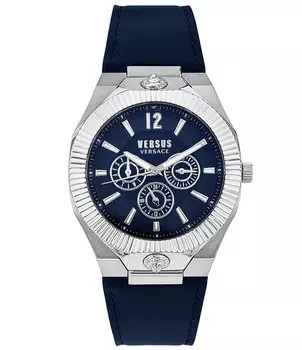Мужские многофункциональные часы Versus By Versace Echo Park с синим кожаным ремешком, синий