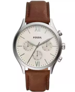 Мужские многофункциональные кожаные часы Fenmore коричневые 44 мм Fossil, коричневый