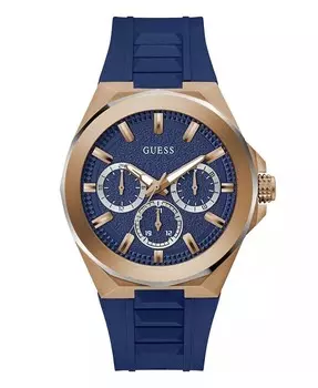 Мужские многофункциональные синие силиконовые часы 46 мм GUESS, синий