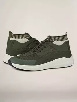 Мужские модные кроссовки из вязаного носка и сетки Members Only, оливковый