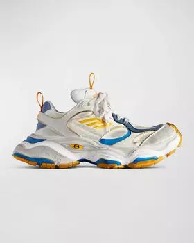 Мужские модные кроссовки-карго из сетчатой ткани Balenciaga, цвет 9174 Wht/Grey/Orange/Blue
