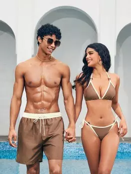 Мужские модные свободные шорты с двухцветным принтом для пляжа и путешествий Manfinity, мультиколор