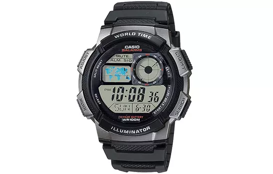 Мужские молодежные серые часы AE-1000W-1B CASIO