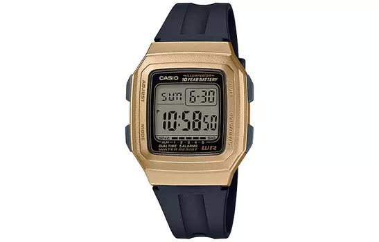 Мужские молодежные золотые часы 41 мм F-201WAM-9A CASIO