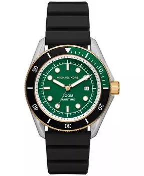 Мужские морские часы с тремя стрелками, черные силиконовые, 42 мм Michael Kors, черный