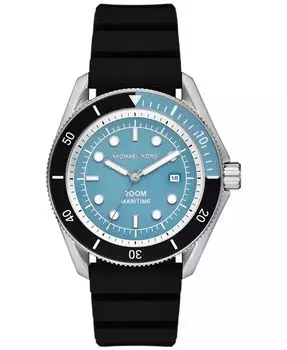 Мужские морские часы с тремя стрелками, черные силиконовые, 42 мм Michael Kors, черный