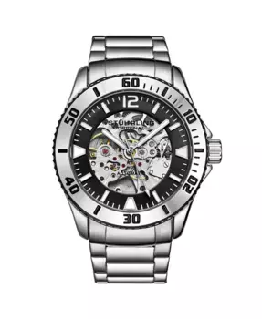 Мужские наручные часы 44 мм из нержавеющей стали с серебристым браслетом Stuhrling, серебряный