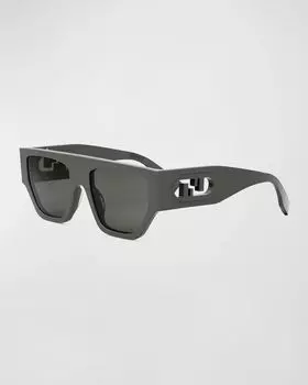 Мужские нейлоновые прямоугольные солнцезащитные очки O'Lock Fendi, цвет Grey Smoke