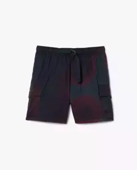 Мужские нейлоновые шорты-карго с синим градиентным принтом Lacoste, тёмно-синий