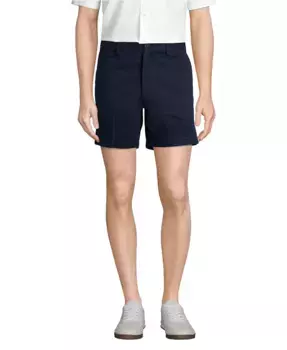 Мужские немнущиеся шорты-чинос Comfort Waist Plain Front длиной 6" Lands' End, синий
