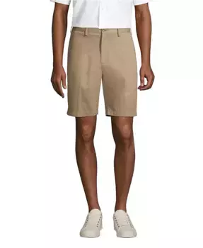 Мужские немнущиеся шорты-чинос Plain Front длиной 9" Lands' End, коричневый/бежевый