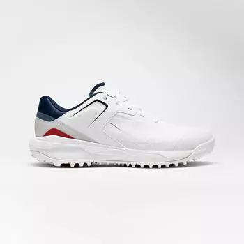 Мужские непромокаемые туфли для гольфа - MW500 белый/серый INESIS, белый/светло-серый/синий кит