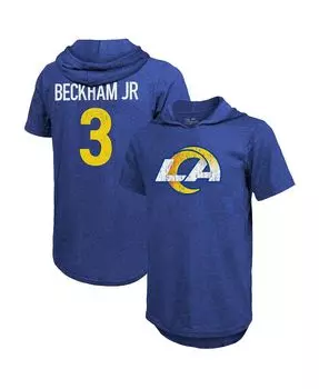 Мужские нити odell beckham jr. royal los angeles rams имя и номер игрока футболка с капюшоном tri-blend Majestic