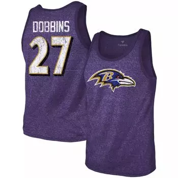 Мужские нитки Majestic J.K. Фиолетовая майка Dobbins Heathered Baltimore Ravens с именем и номером, состоящая из трех смесей