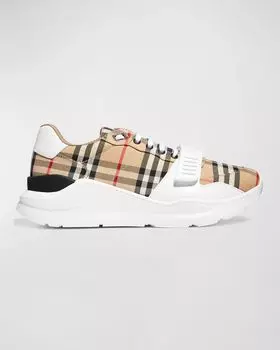 Мужские низкие кеды из парусины в винтажную клетку Burberry, цвет Archive Beige Ip Chk