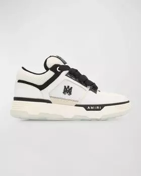 Мужские низкие кеды MA-1 из кожи и сетки Amiri, цвет White Black