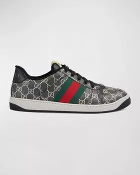 Мужские низкие кеды Screener GG Canvas с сетчатым узором Gucci, цвет Black