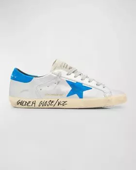 Мужские низкие кеды Super-Star с потрескавшимся металликом Golden Goose, цвет Silver/Blue