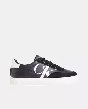 Мужские низкие кожаные кроссовки-шлемы с логотипом Calvin Klein Jeans, черный
