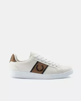 Мужские низкие кожаные кроссовки-шлемы с логотипом Fred Perry, бежевый