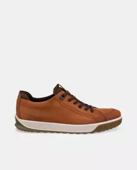 Мужские низкие кроссовки BYWAY в форме шлема цвета NOBUCK с кружевной застежкой и Goretex Ecco, цвет Teja Intenso