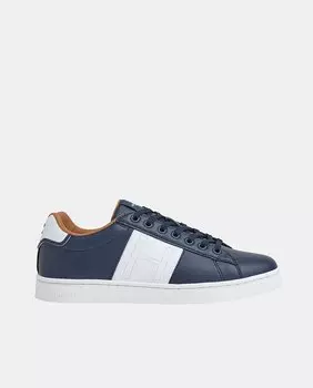 Мужские низкие кроссовки Harper в форме шлема из кожи с монограммой Hackett, темно-синий