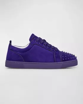 Мужские низкие замшевые кроссовки Louis Junior Spikes Christian Louboutin, цвет Jacaranda