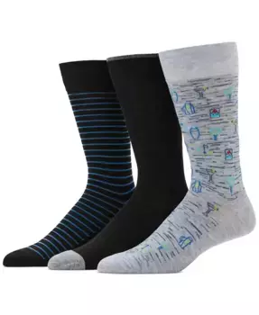 Мужские носки 3 пары, принтованные Perry Ellis Portfolio, мультиколор