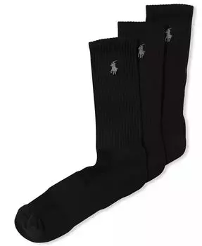 Мужские носки 3 шт. Технические носки Crew Polo Ralph Lauren, черный