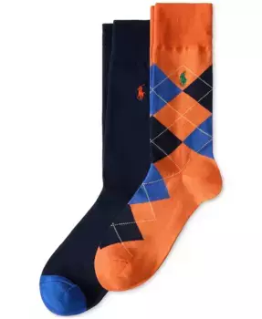 Мужские носки Argyle в полоску, 2 пары Polo Ralph Lauren, оранжевый