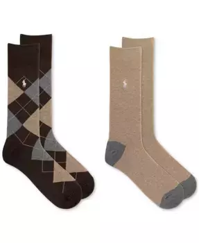 Мужские носки Argyle в полоску, 2 пары Polo Ralph Lauren, коричневый