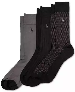 Мужские носки Birdseye Supersoft Dress Socks, 3 шт. в упаковке Polo Ralph Lauren, черный